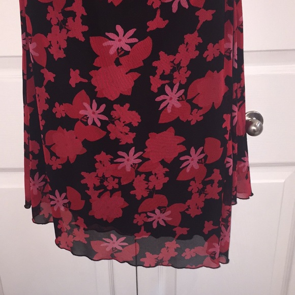 Zokai Red & Black Floral Sleeveless Midi Dress Size Medium - Picture 4 of 11